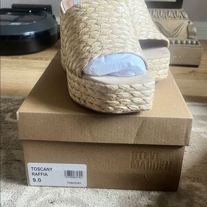 Steve Madden Natural Raffia Wedge Sandals